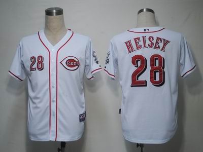 MLB Jerseys Cincinnati Reds 28 Heisey White Cool Base