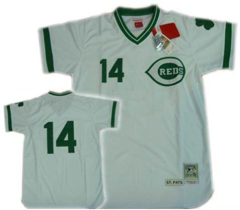 Cincinnati Reds 14 pete rose White mitchellandness Jersey green number