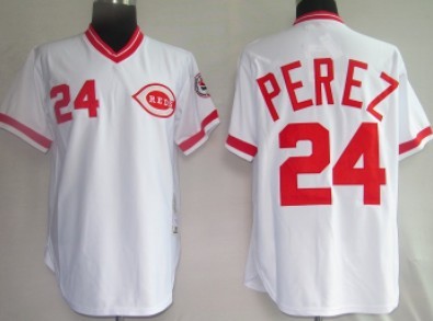 Cincinnati Reds 24 Tony Perez White Throwback Jersey