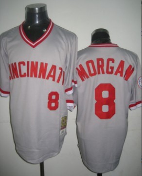 Cincinnati Reds 8 Joe Morgan Gray Throwback jersey