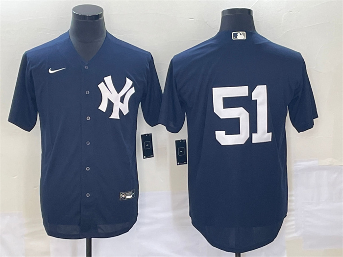 Men's New York Yankees #51 Bernie Williams Navy Cool Base Stitched Baseball Jersey