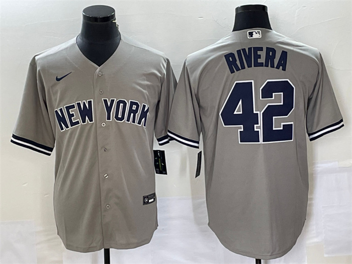 Men's New York Yankees #42 Mariano Rivera Gray Cool Base Stitched Baseball Jersey