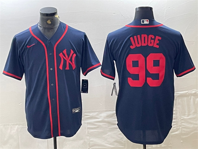 Men's New York Yankees #99 Aaron Judge Navy Cool Base Stitched Baseball Jersey