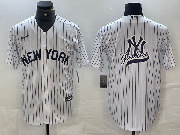 Men's New York Yankees Team Big Logo White Cool Base Stitched Baseball Jersey 5