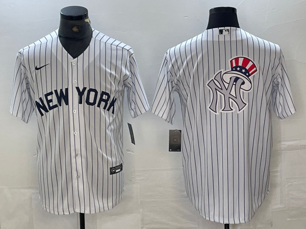 Men's New York Yankees Team Big Logo White Cool Base Stitched Baseball Jersey