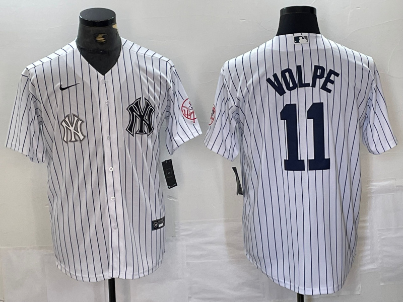 Men's New York Yankees #11 Anthony Volpe White Cool Base Stitched Baseball JerseyS 11