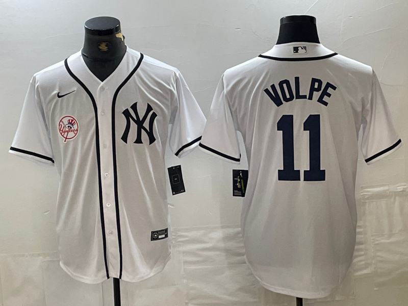 Men's New York Yankees #11 Anthony Volpe White Cool Base Stitched Baseball JerseyS 1