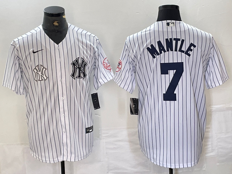 Men's New York Yankees #7 Mickey Mantle White Cool Base Stitched Baseball Jersey 2