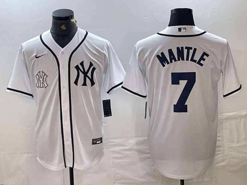 Men's New York Yankees #7 Mickey Mantle White Cool Base Stitched Baseball Jersey 1