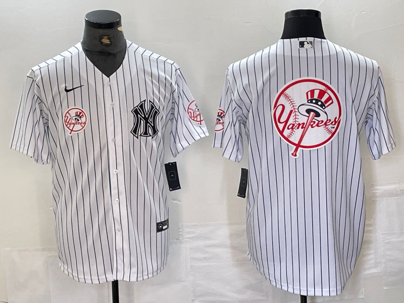 Men's New York Yankees White Team Big Logo Cool Base Stitched Baseball Jersey 99