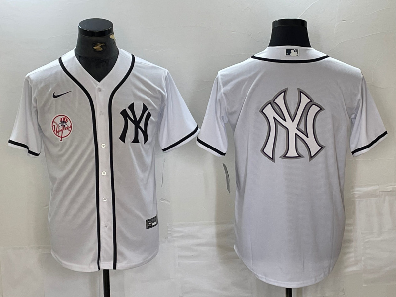 Men's New York Yankees White Team Big Logo Cool Base Stitched Baseball Jersey 98