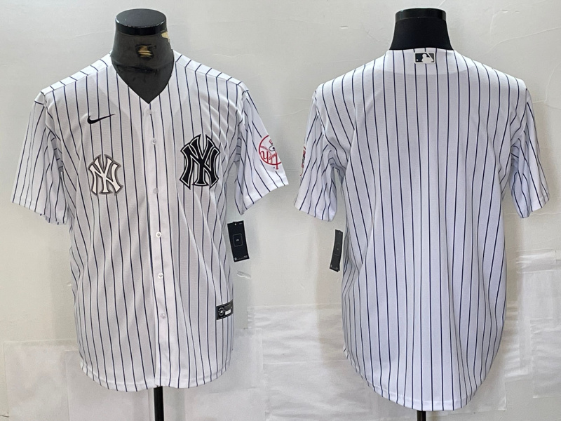 Men's New York Yankees White Team Big Logo Cool Base Stitched Baseball Jersey 53