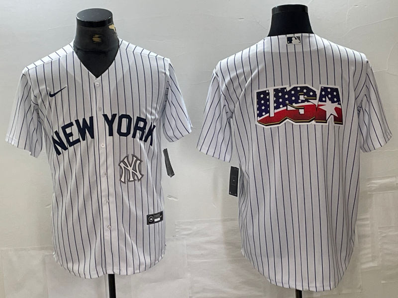 Men's New York Yankees White Team Big Logo Cool Base Stitched Baseball Jersey 51