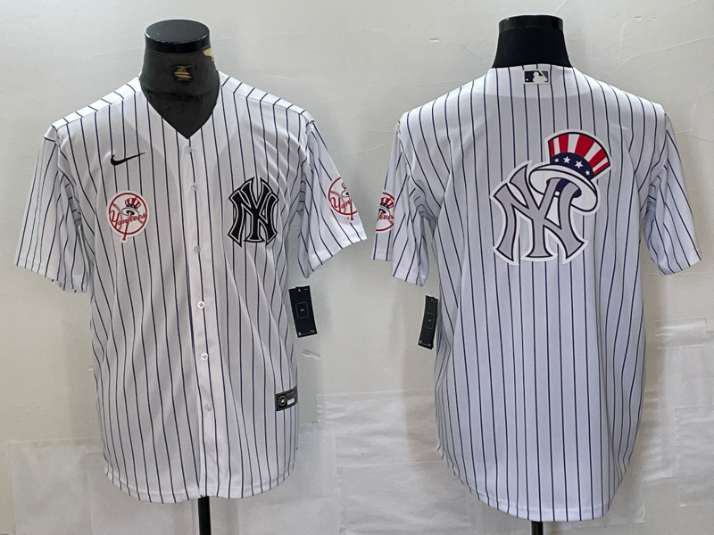 Men's New York Yankees White Team Big Logo Cool Base Stitched Baseball Jersey 50