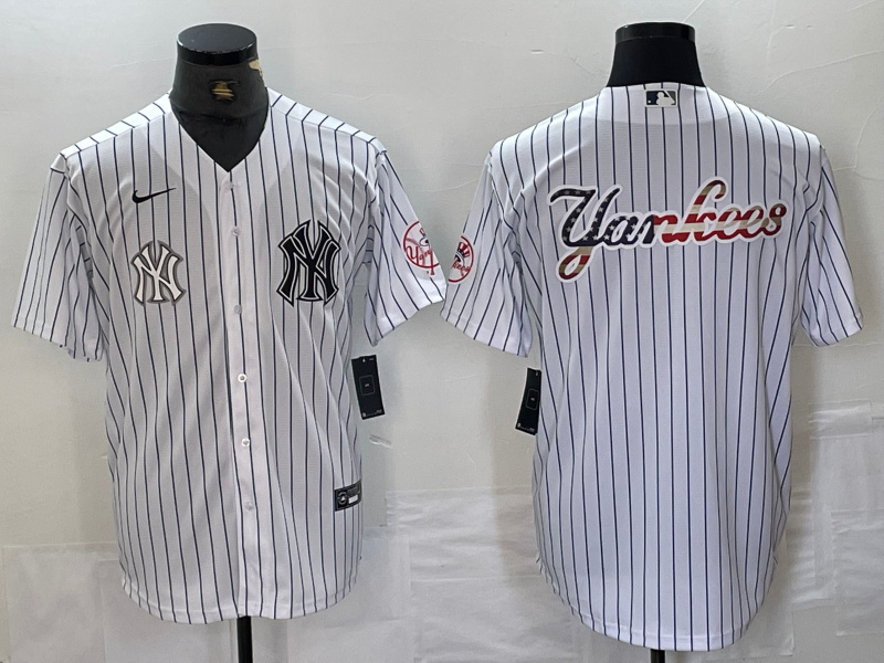 Men's New York Yankees White Team Big Logo Cool Base Stitched Baseball Jersey 42