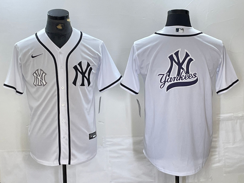 Men's New York Yankees White Team Big Logo Cool Base Stitched Baseball Jersey 41