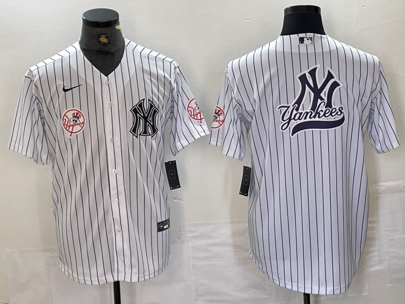 Men's New York Yankees White Team Big Logo Cool Base Stitched Baseball Jersey 40