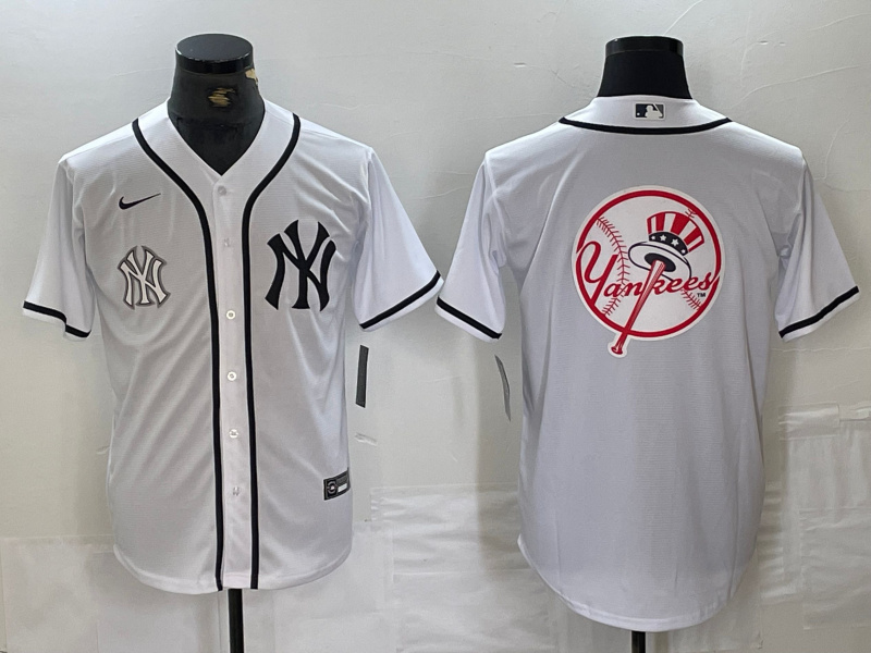 Men's New York Yankees White Team Big Logo Cool Base Stitched Baseball Jersey 31