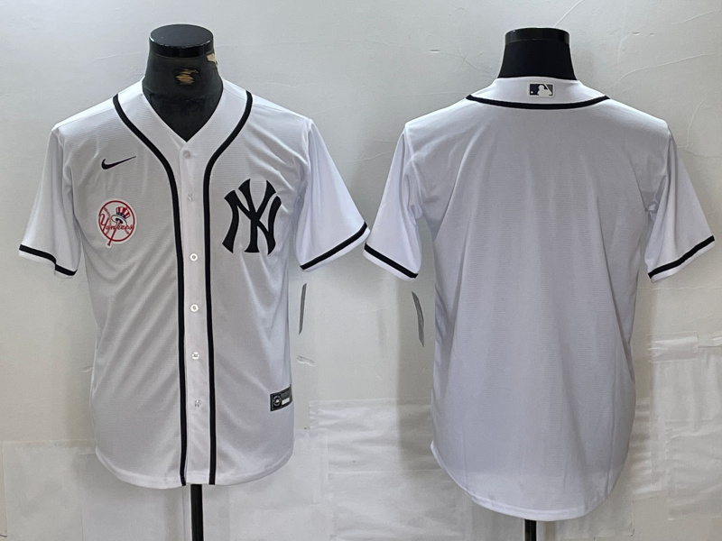 Men's New York Yankees White Team Big Logo Cool Base Stitched Baseball Jersey 30