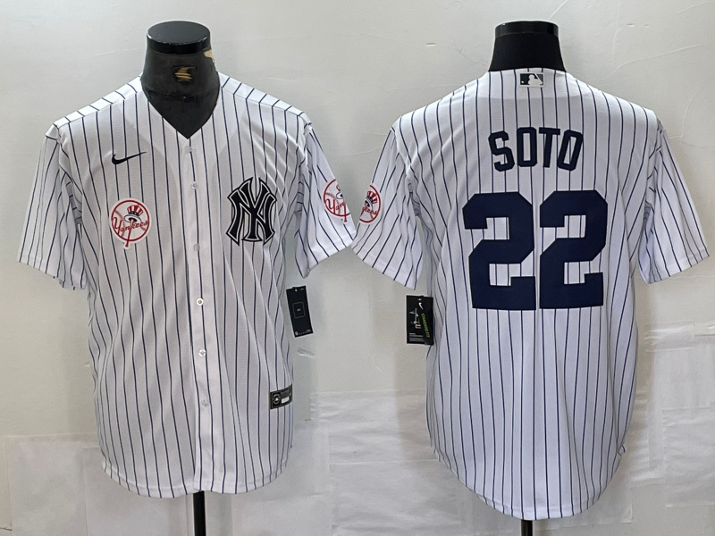 Men's New York Yankees #22 Juan Soto White Cool Base Stitched Baseball Jersey 4