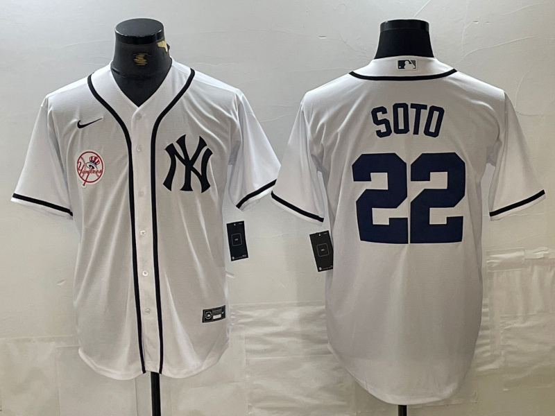 Men's New York Yankees #22 Juan Soto White Cool Base Stitched Baseball Jersey 3