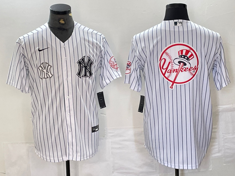 Men's New York Yankees White Team Big Logo Cool Base Stitched Baseball Jersey 26