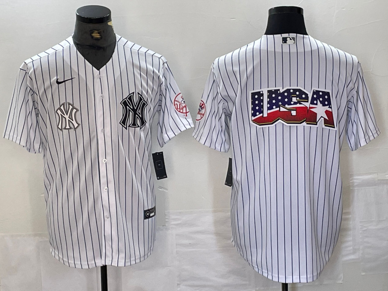 Men's New York Yankees White Team Big Logo Cool Base Stitched Baseball Jersey 25