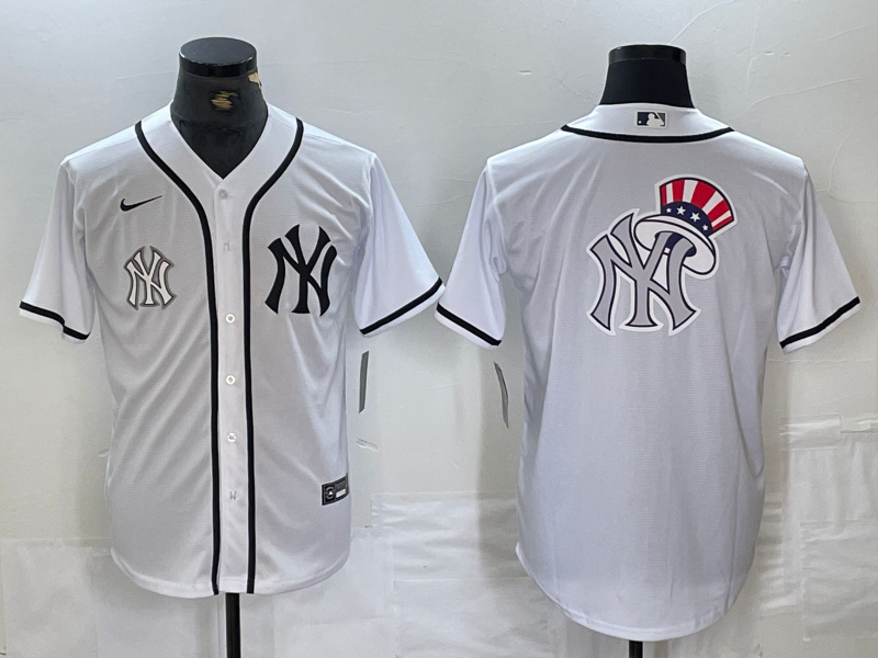 Men's New York Yankees White Team Big Logo Cool Base Stitched Baseball Jersey 22