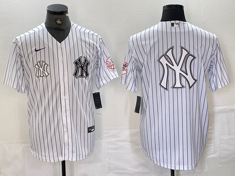 Men's New York Yankees White Team Big Logo Cool Base Stitched Baseball Jersey 21