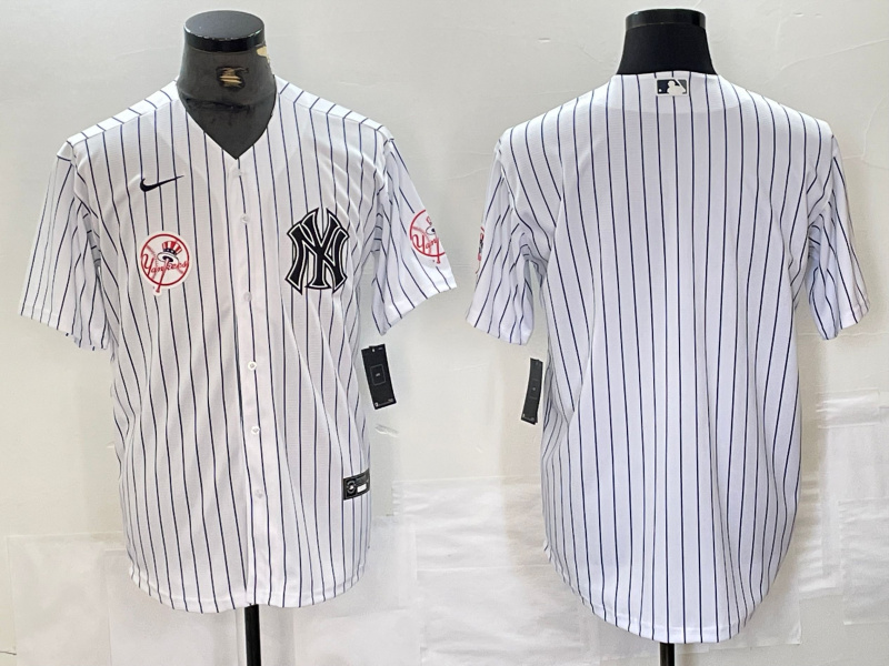 Men's New York Yankees White Team Big Logo Cool Base Stitched Baseball Jersey 18