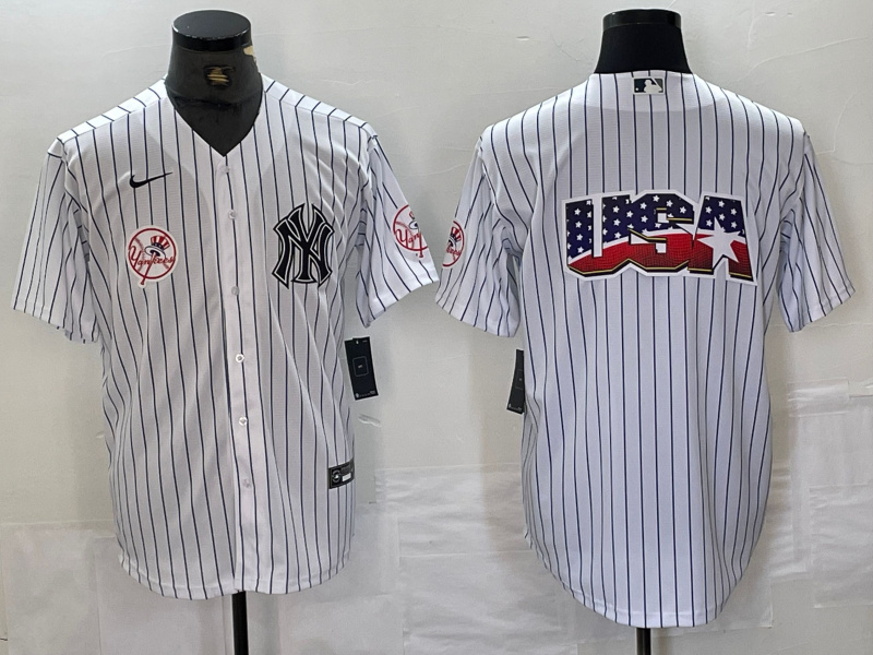 Men's New York Yankees White Team Big Logo Cool Base Stitched Baseball Jersey 17