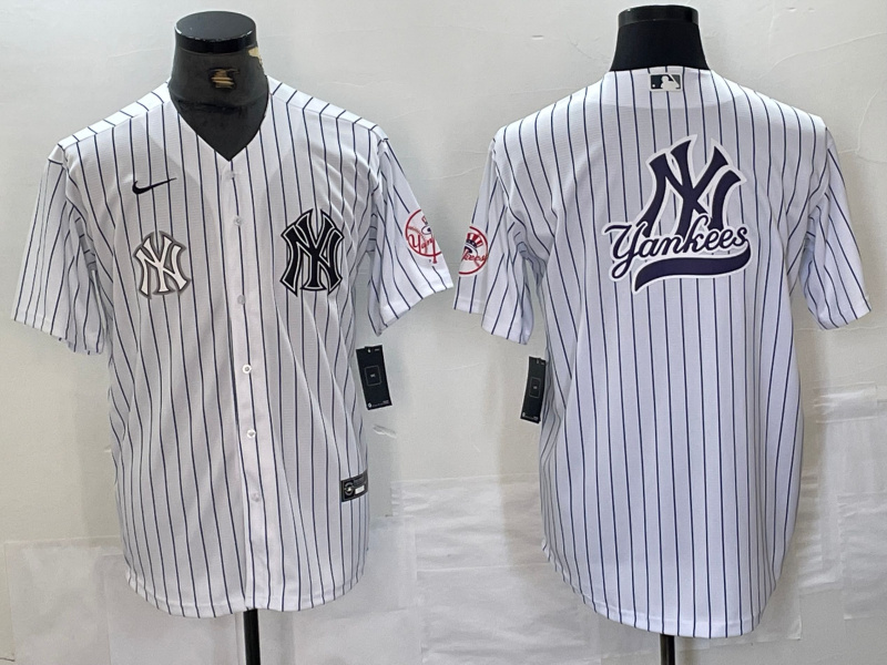 Men's New York Yankees White Team Big Logo Cool Base Stitched Baseball Jersey 16