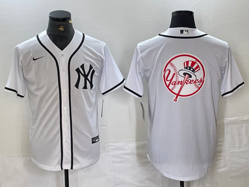 Men's New York Yankees White Team Big Logo Cool Base Stitched Baseball Jersey 13