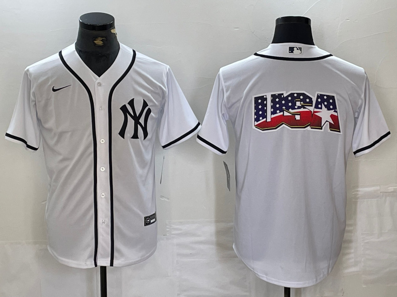 Men's New York Yankees White Team Big Logo Cool Base Stitched Baseball Jersey 11