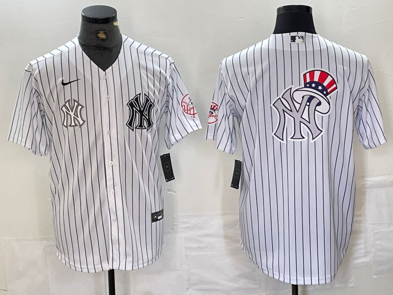 Men's New York Yankees White Team Big Logo Cool Base Stitched Baseball Jersey 10