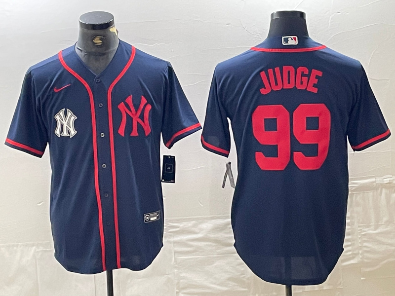 Men's New York Yankees #99 Aaron Judge Navy Cool Base Stitched Baseball Jersey 2