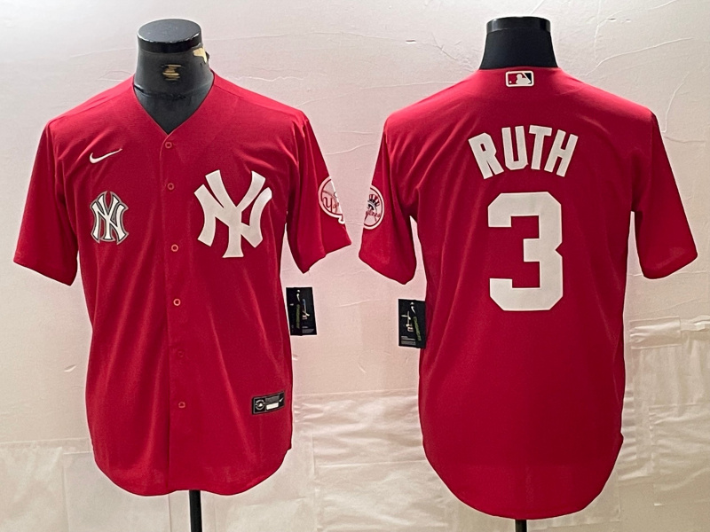 Men's New York Yankees #33 Babe Ruth Red blue Cool Base Stitched MLB Jersey