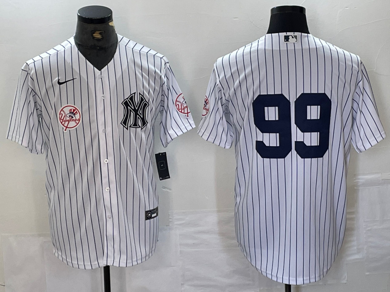 Men's New York Yankees #99 Aaron Judge White Cool Base Stitched Baseball Jersey clubjerseys.net