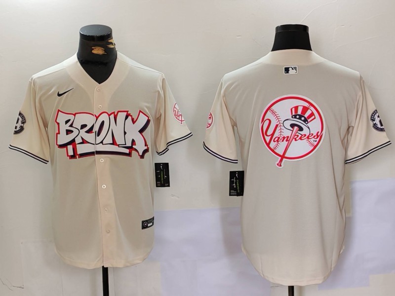 Men's New York Yankees Blank Cream The Bronx Graffiti V2 Vapor Limited Stitched Baseball Jersey 5