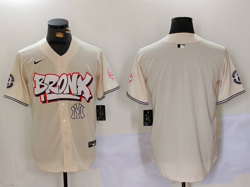 Men's New York Yankees Blank The Bronx Graffiti V2 Vapor Limited Stitched Baseball Jersey 3