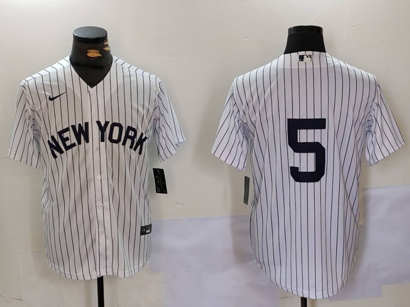 Men's New York Yankees #5 Joe DiMaggio White Cool Base Stitched Baseball Jersey 3