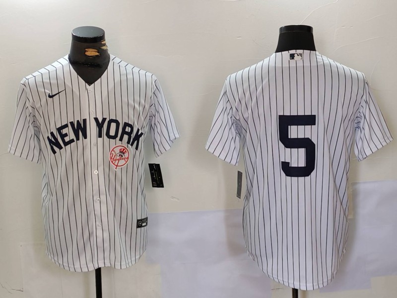 Men's New York Yankees #5 Joe DiMaggio White Cool Base Stitched Baseball Jersey 2