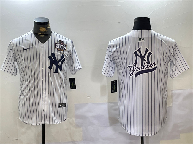 Men's New York Yankees White Team Big Logo 2024 World Series Home Limited Stitched Baseball Jersey 9