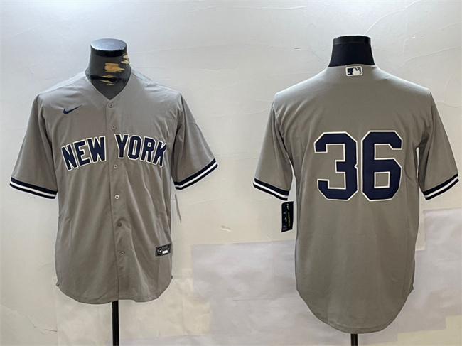 Men's New York Yankees #36 Clarke Schmidt Grey Cool Base Stitched Baseball Jersey