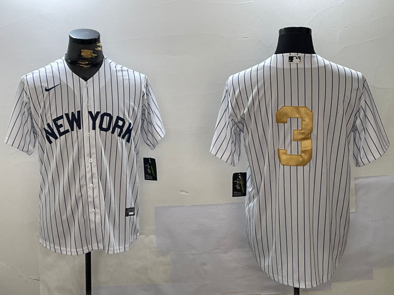 Men's New York Yankees #3 Babe Ruth White Pinstripe Without Name Fashion Cool Base Jersey 1