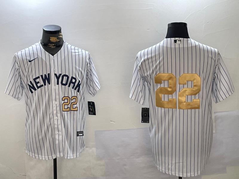 Men's New York Yankees #22 Juan Soto White Pinstripe Without Name Fashion Cool Base Jerseys