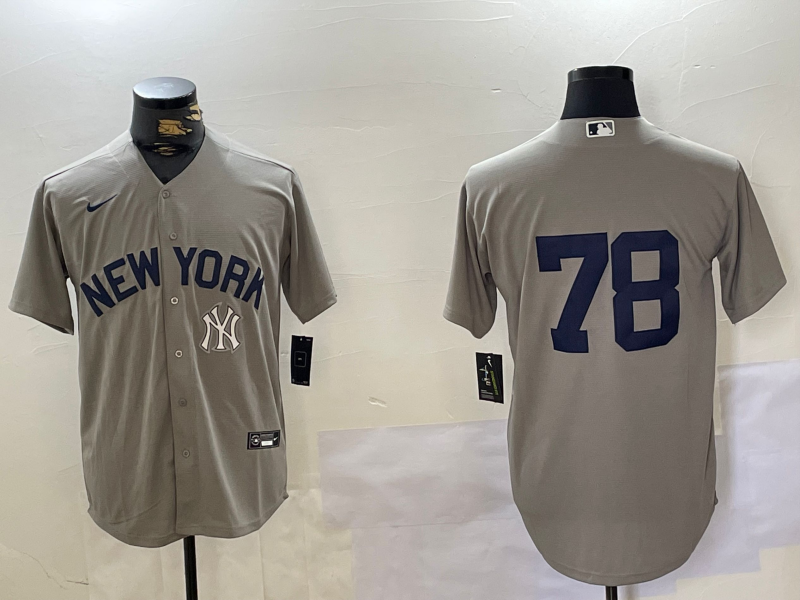 Men's New York Yankees #78 Kellin Deglan Grey Cool Base Stitched Baseball Jersey 5