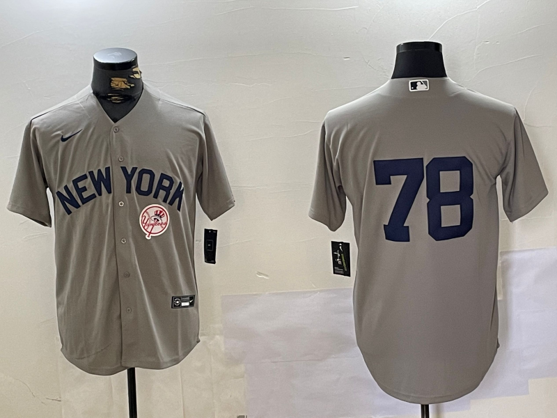 Men's New York Yankees #78 Kellin Deglan Grey Cool Base Stitched Baseball Jersey 3