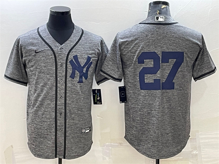 Men's New York Yankees #27 Giancarlo Stanton Grey Cool Base Stitched Jersey