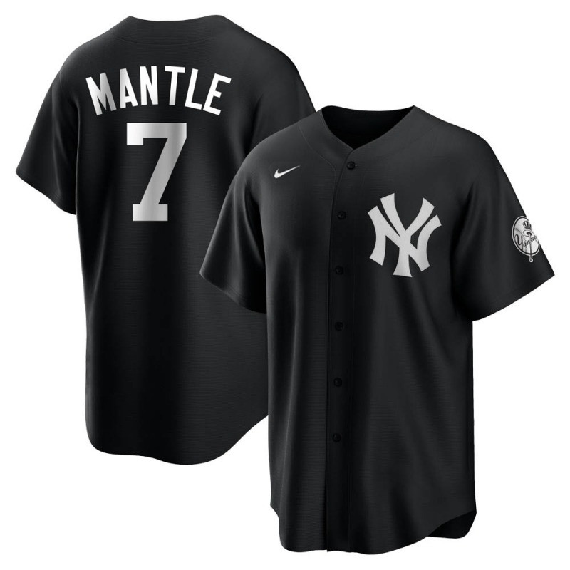 Men's New York Yankees #7 Mickey Mantle Black Cool Base Stitched Jersey